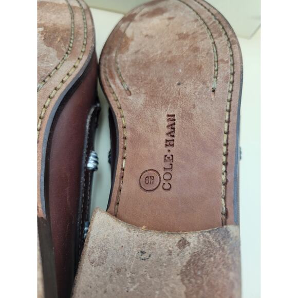 Cole HAAN Country Brown Anissa Tassel SlipOn Loafer Sz 8 N Leather Brazil Vtg